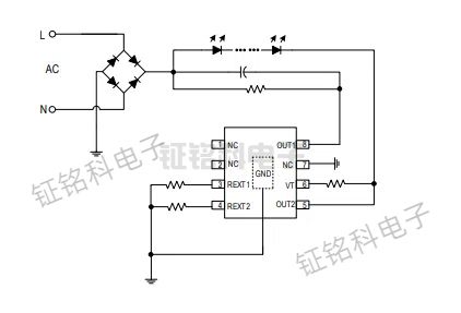 无频闪LED线性恒流控制芯片SM2188EH 满足新ERP 标准(图1) SM2188EH典型应用.jpg
